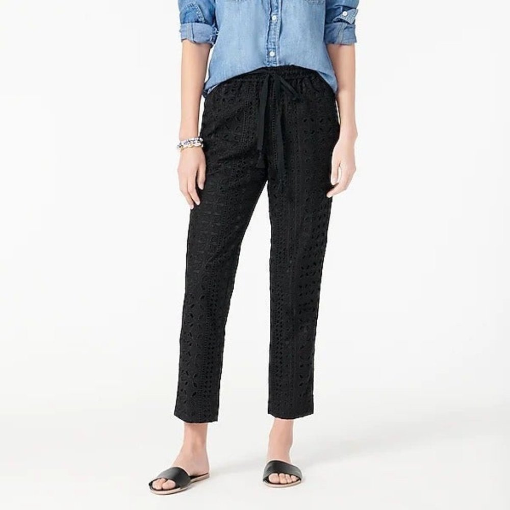 J. Crew Black Eyelet Capris
